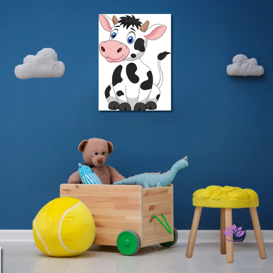 Çocuklar için Renkli Baskılı Sayılarla Boyama Hobi Seti: Benekli İnek