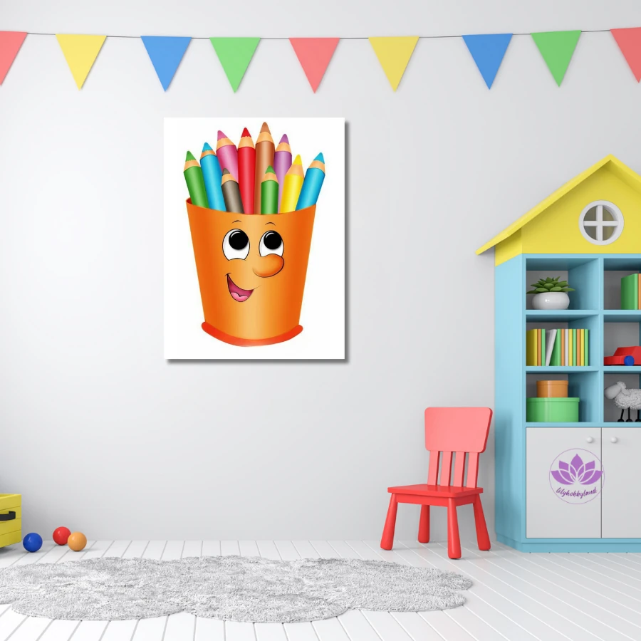 Çocuklar için Renkli Baskılı Sayılarla Boyama Hobi Seti: Renkli Kalemler