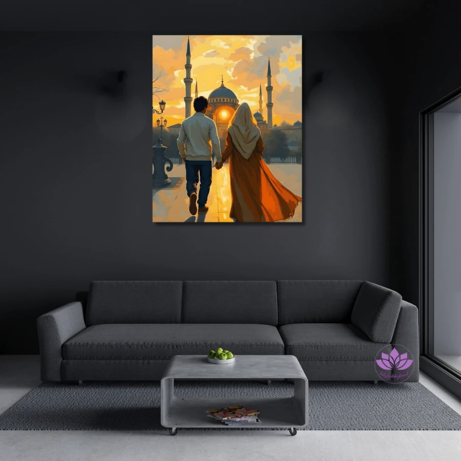 Sayılarla Boyama Seti Kasnağa Gerili İslami Eserler: Huzura Yolculuk