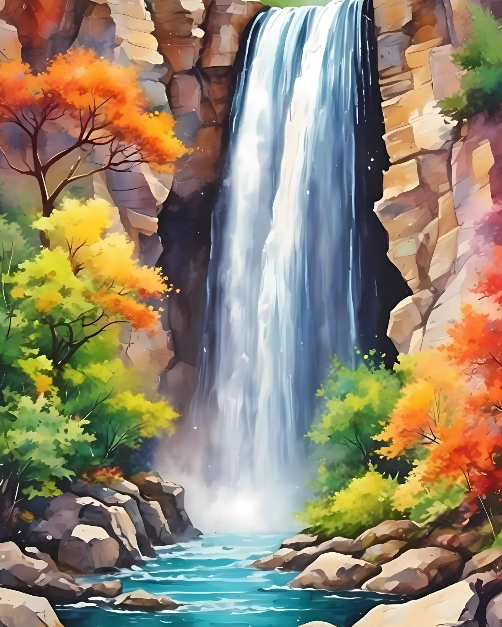 Renkli Baskılı Sayılarla Boyama Hobi Seti:  Şelale