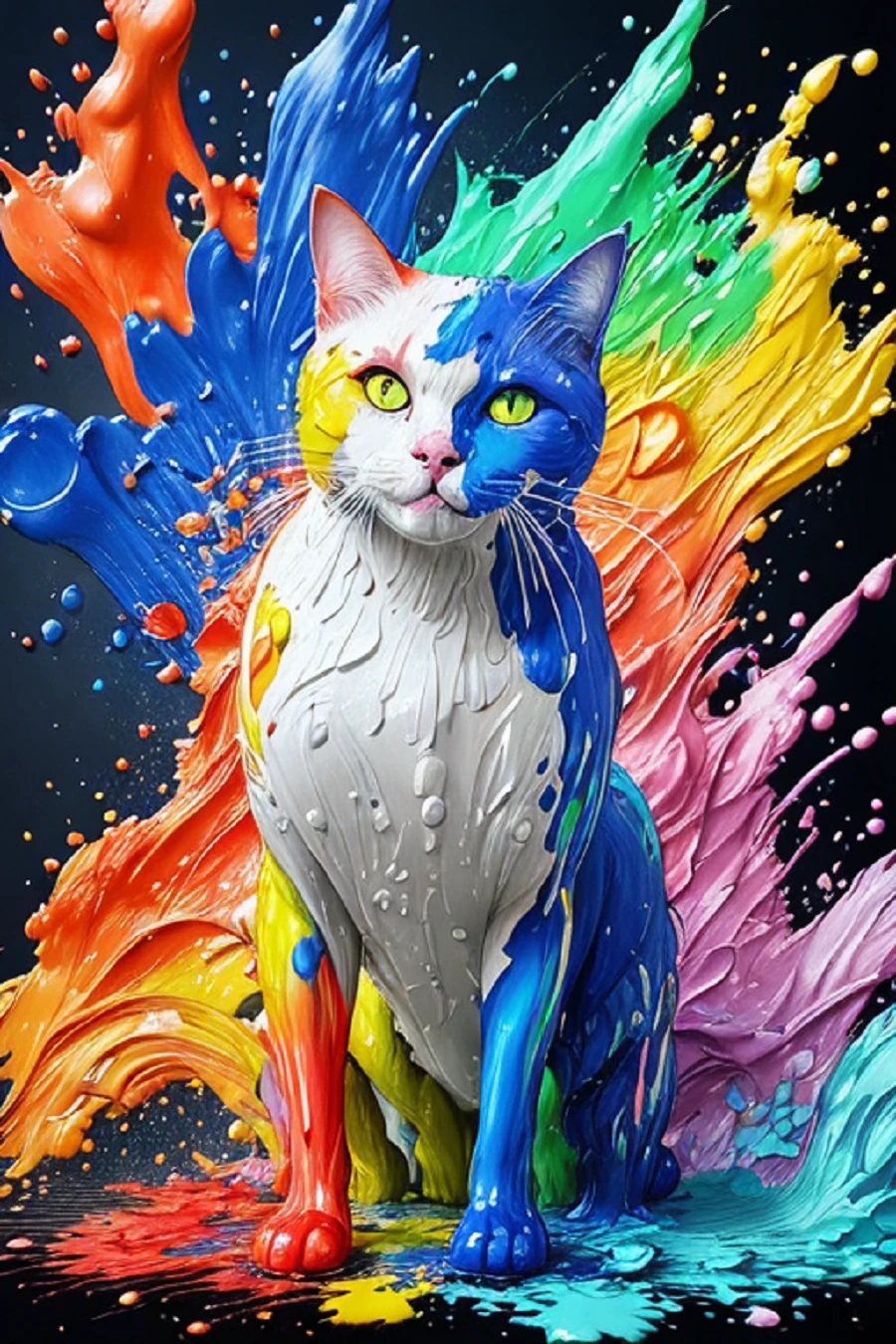 Sayılarla Boyama Hobi Seti Renkli Baskılı: Renkli Kedi