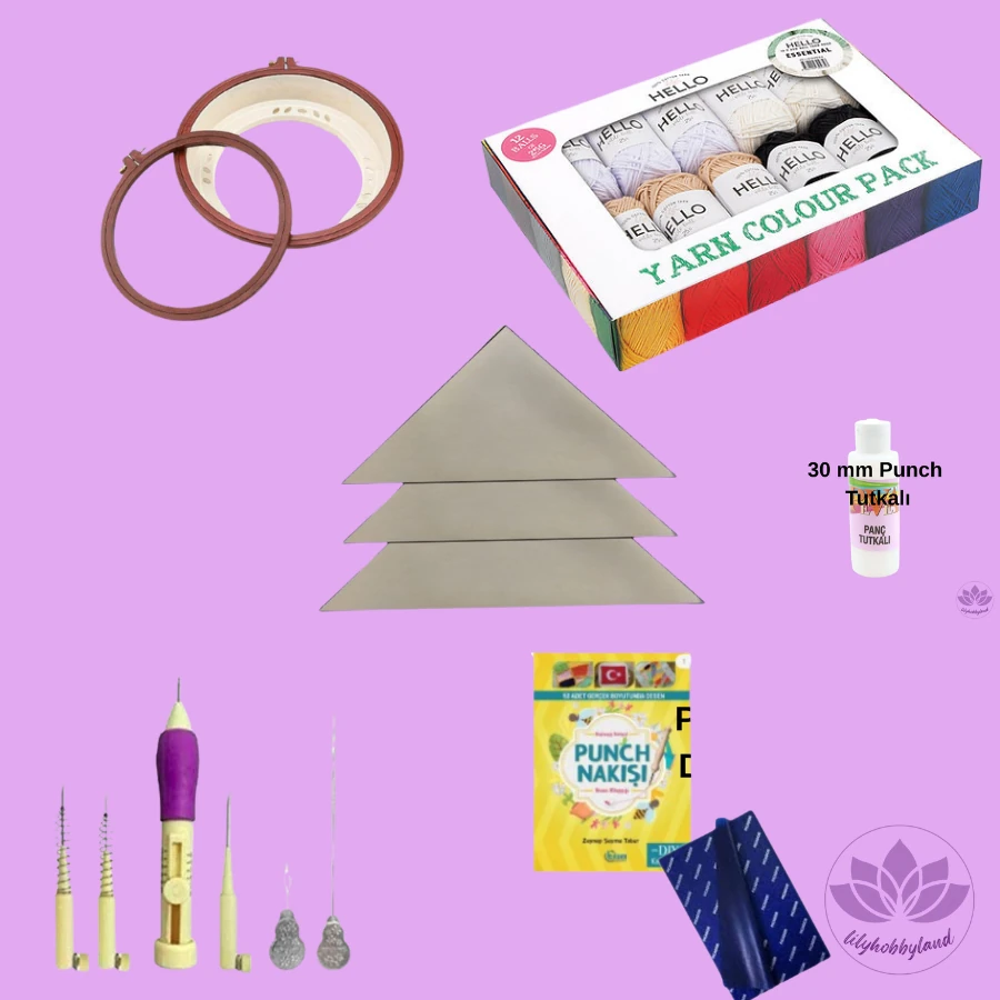 Punch Nakışı Başlangıç Seti – Tüm Malzemeler Dahil-Assorment