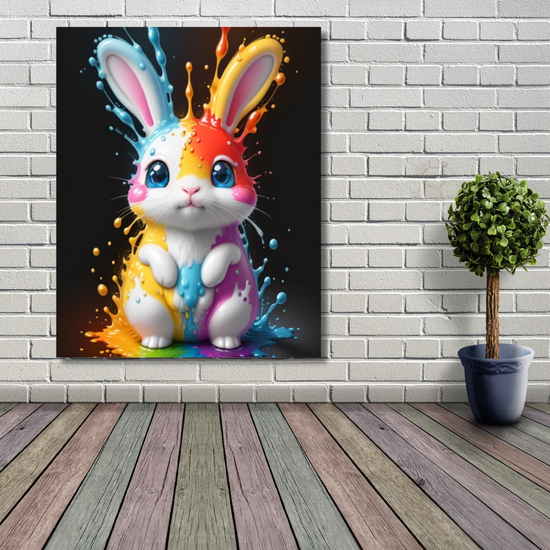 Sayılarla Boyama Hobi Setin Renkli Baskı:  Renkli Tavşan