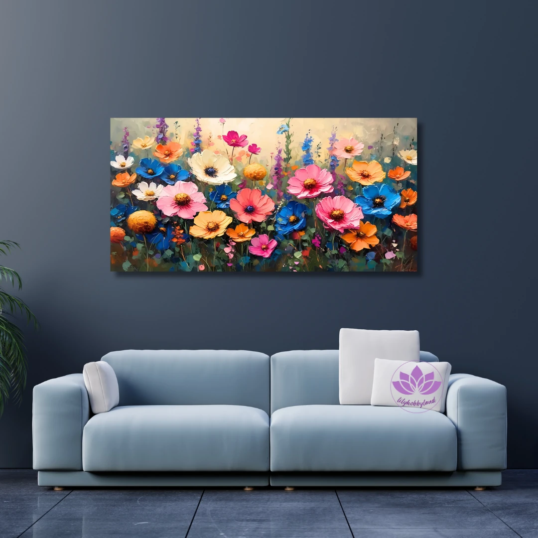 Renkli Baskılı Sayılarla Boyama Hobi Seti:  Renkli Çiçek Bahçesi