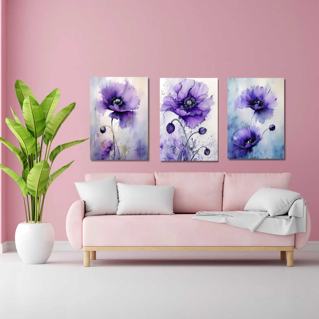 Renkli Baskılı Sayılarla Boyama Hobi Seti:  Mor Çiçekler 1