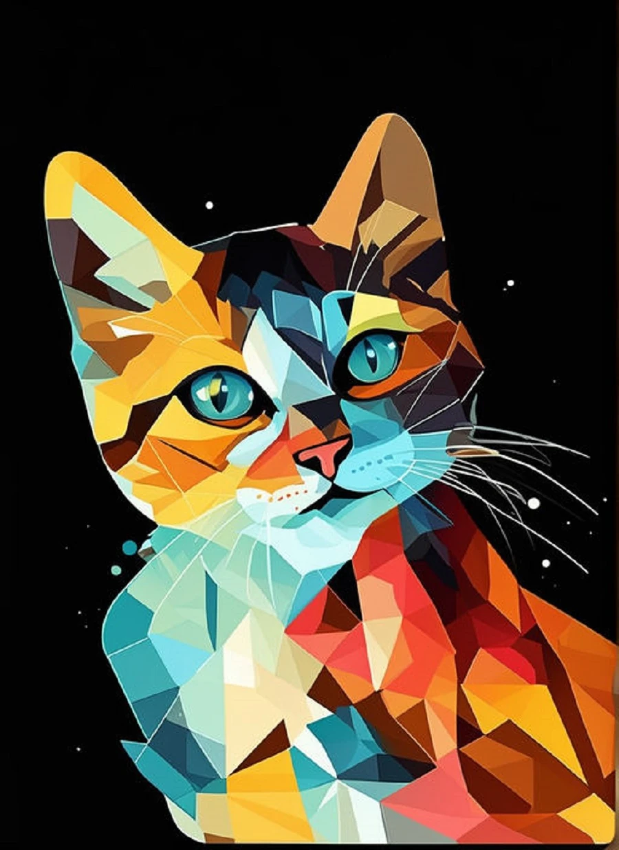 Renkli Baskılı Sayılarla Boyama Hobi Seti: Mozaik Kedi