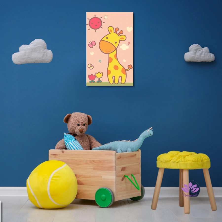 Çocuklar için Renkli Baskılı Sayılarla Boyama Hobi Seti: Zürafa