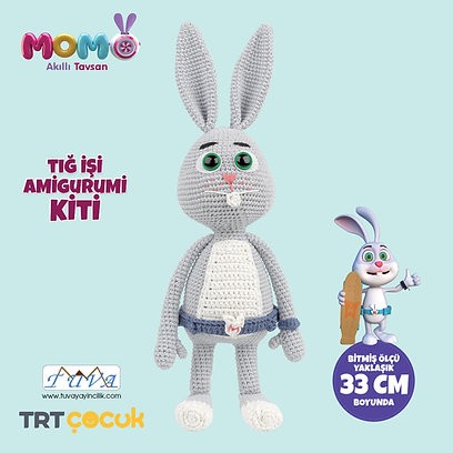 Amigurumi Seti, Akıllı Tavşan Momo, Amigurumi Oyuncak LAK12