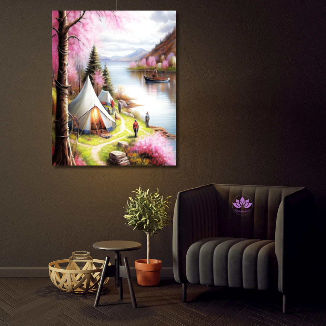 Renkli Baskılı Sayılarla Boyama Hobi Seti:  Pembe Manzara