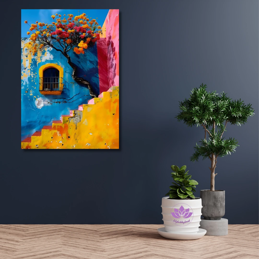 Renkli Baskılı Sayılarla Boyama Hobi Seti:   Köy Evi 4