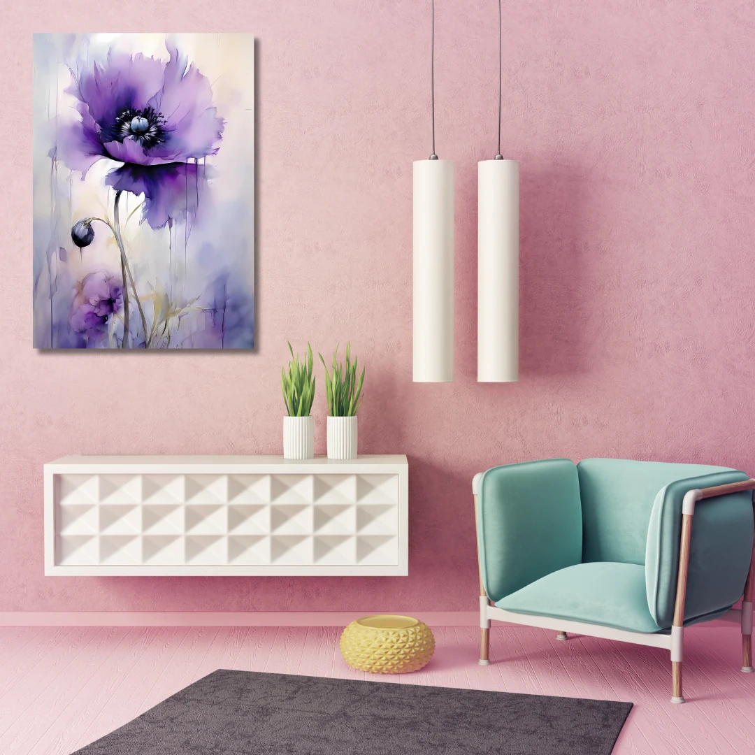 Renkli Baskılı Sayılarla Boyama Hobi Seti:  Mor Çiçekler 3