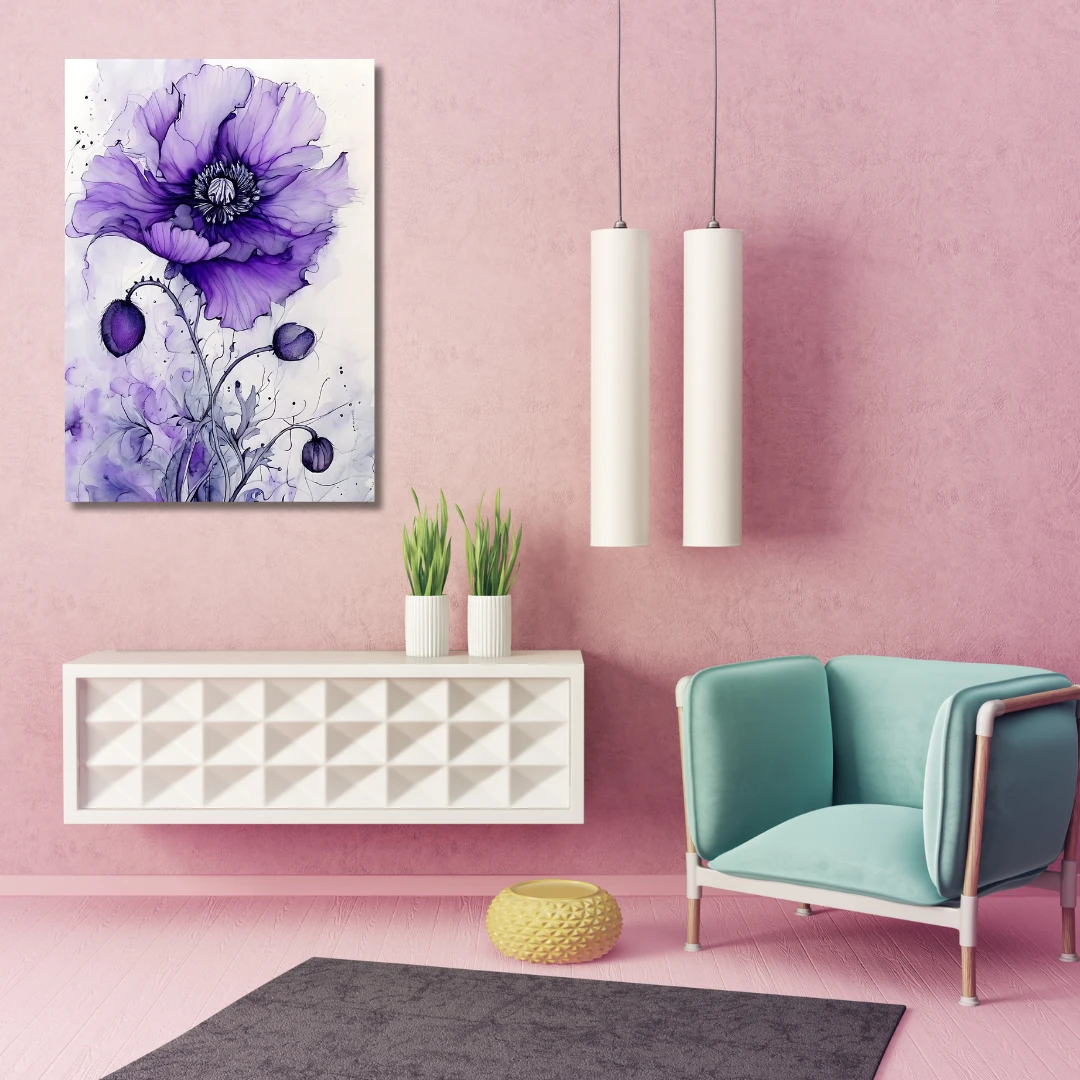 Renkli Baskılı Sayılarla Boyama Hobi Seti:  Mor Çiçekler 2