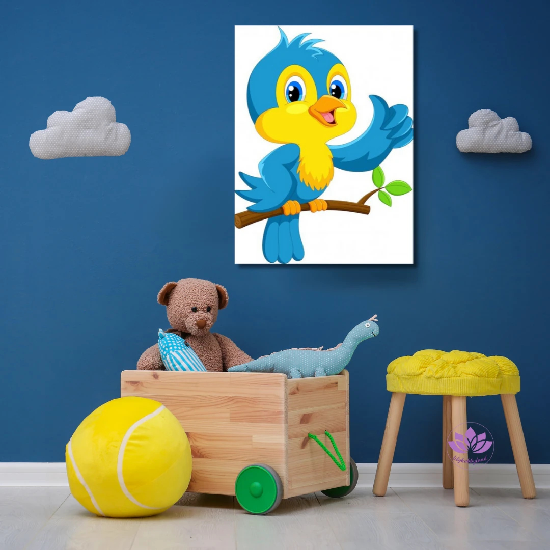 Çocuklar için Renkli Baskılı Sayılarla Boyama Hobi Seti: Daldaki Kuş