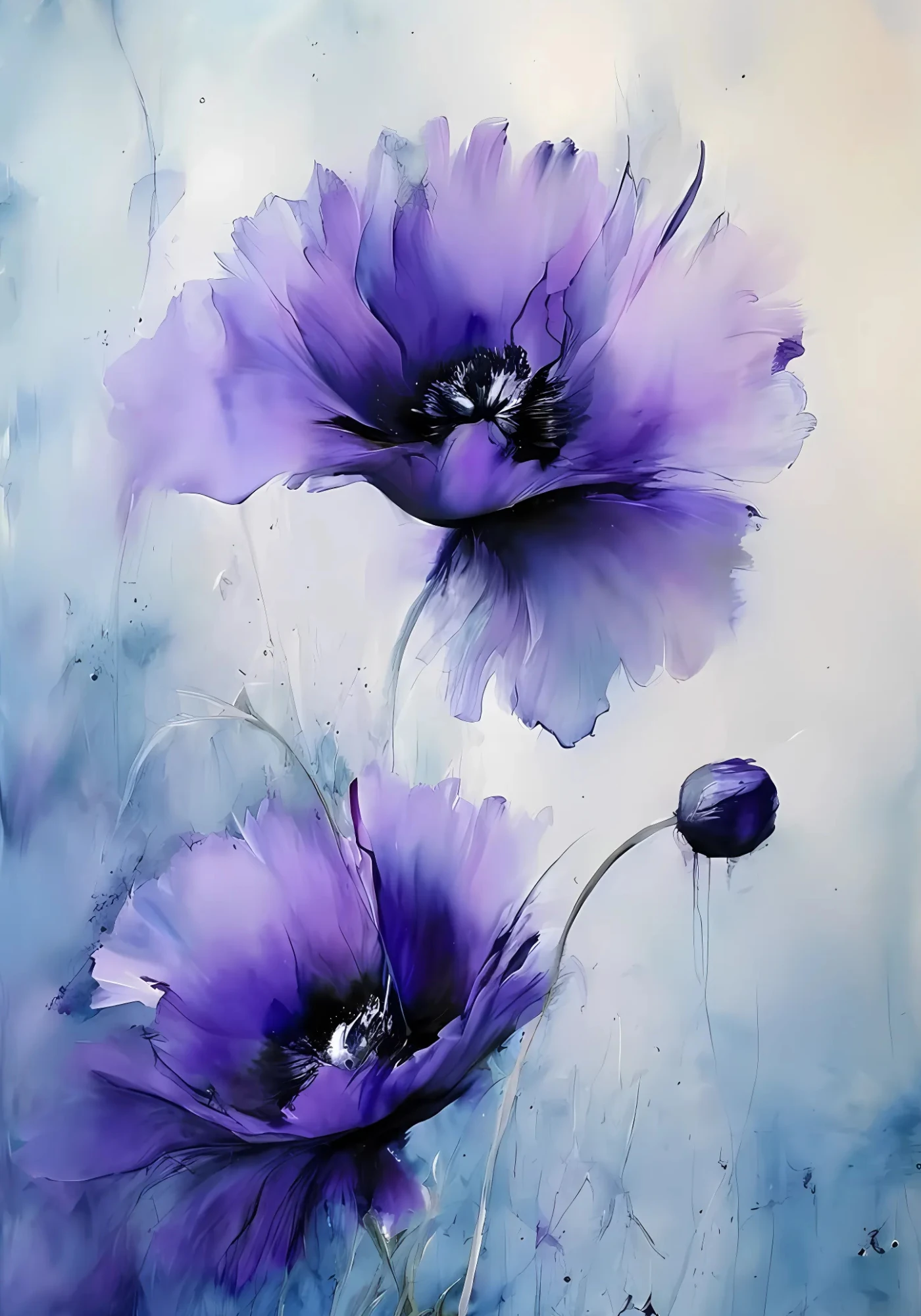 Renkli Baskılı Sayılarla Boyama Hobi Seti:  Mor Çiçekler 1