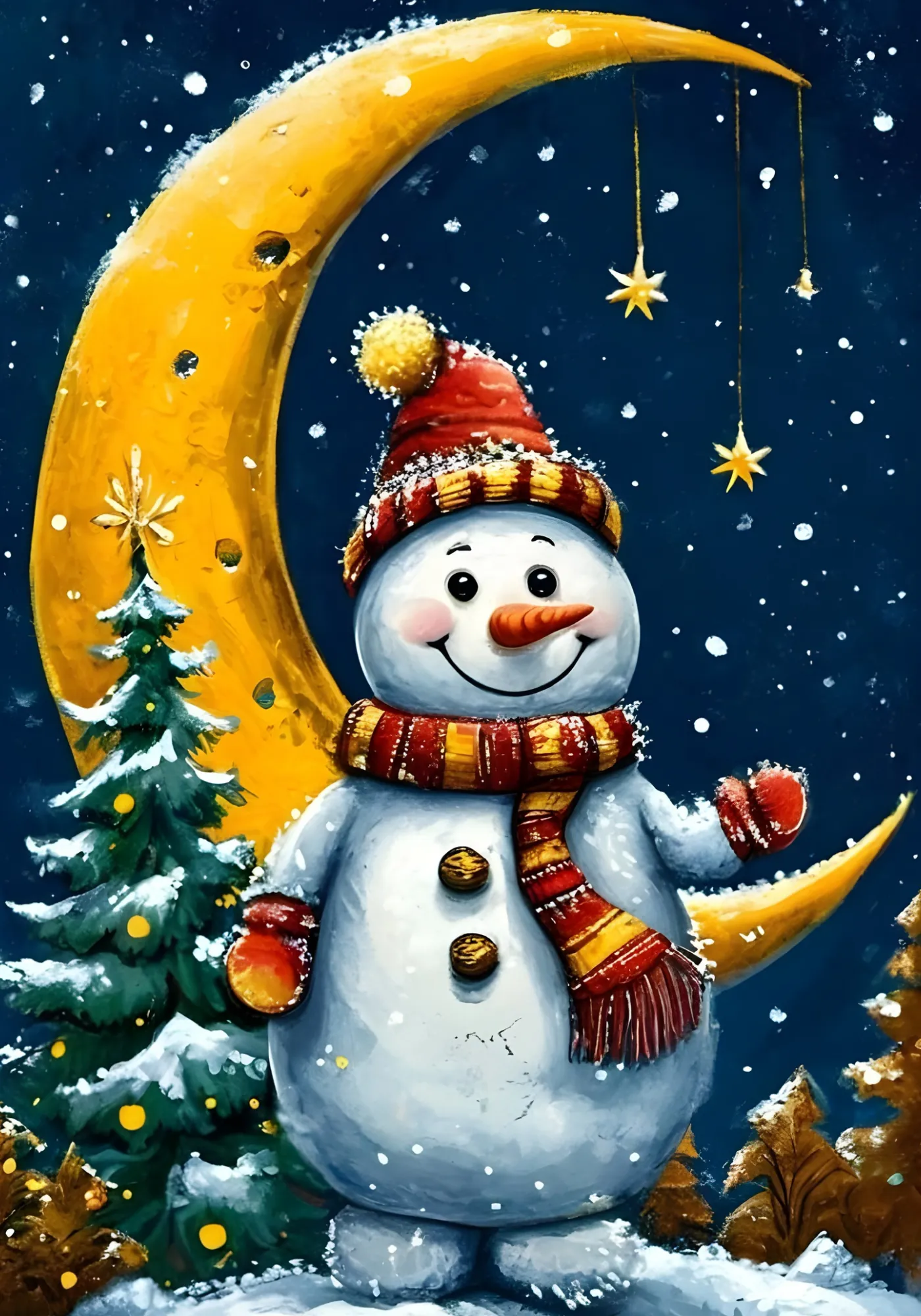  Sayılarla Boyama Seti Yeni Yıl Temalı: Gece ve Kardan Adam