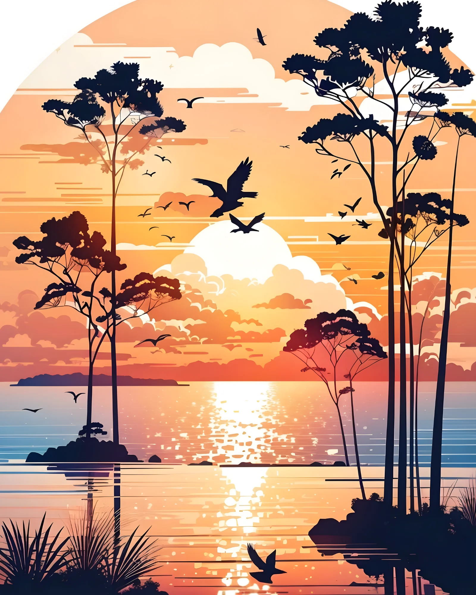 Sayılarla Boyama Seti-Manzara: Sahilde Gün Batımı