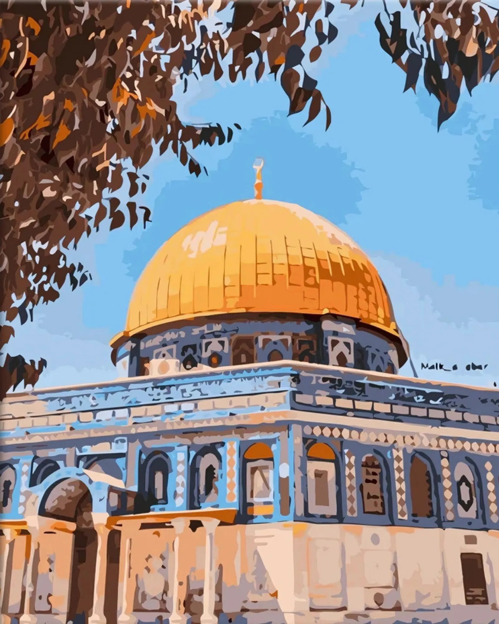 Sayılarla Boyama Seti Kasnağa Gerili İslami Eserler: Mescid-i Aksa 6