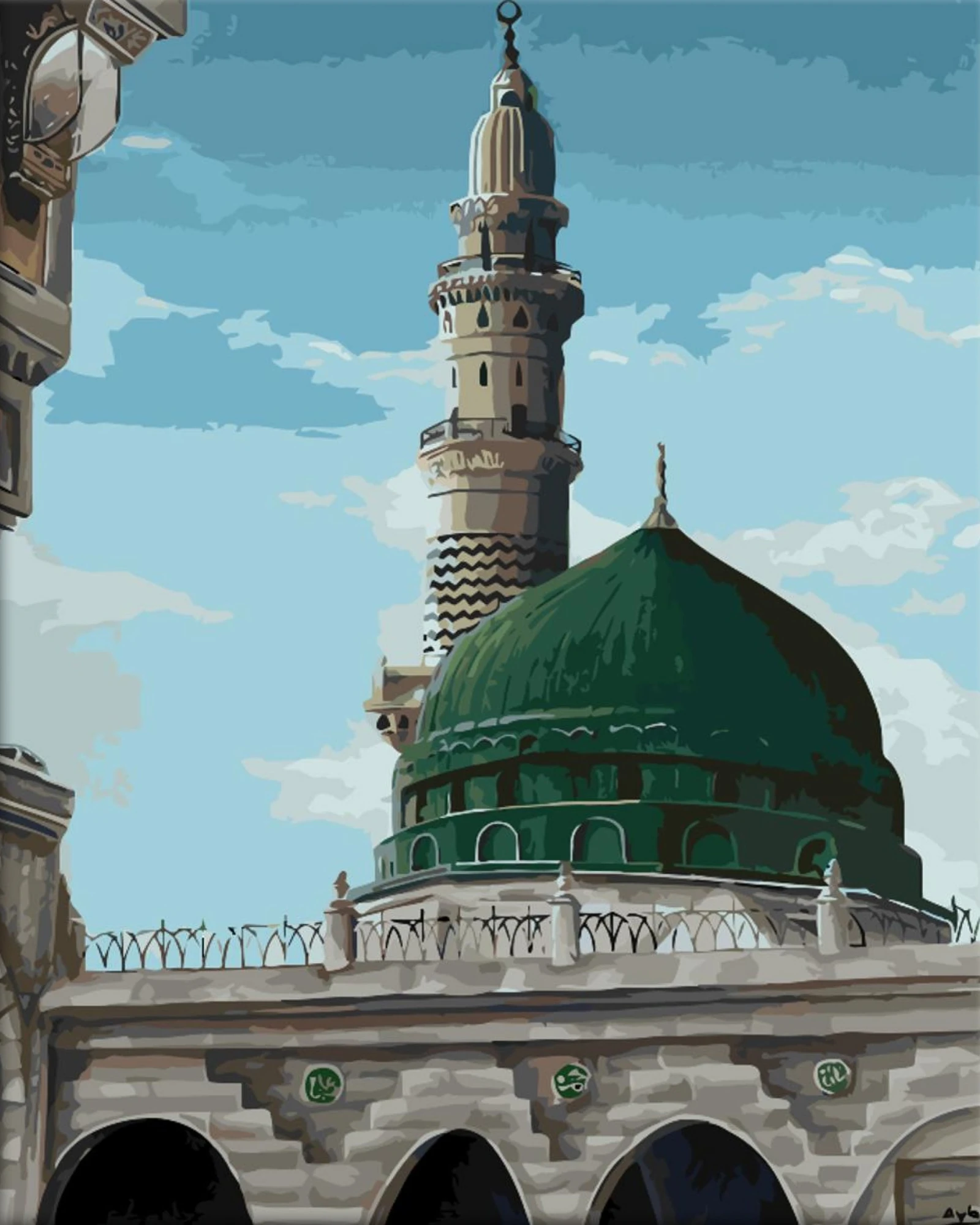 Sayılarla Boyama Seti Kasnağa Gerili İslami Eserler: Mescid-i Nebevi