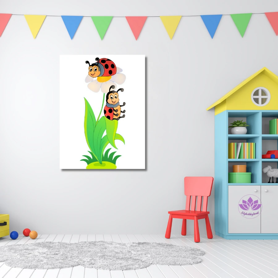 Çocuklar için Renkli Baskılı Sayılarla Boyama Hobi Seti: Uğurböceği