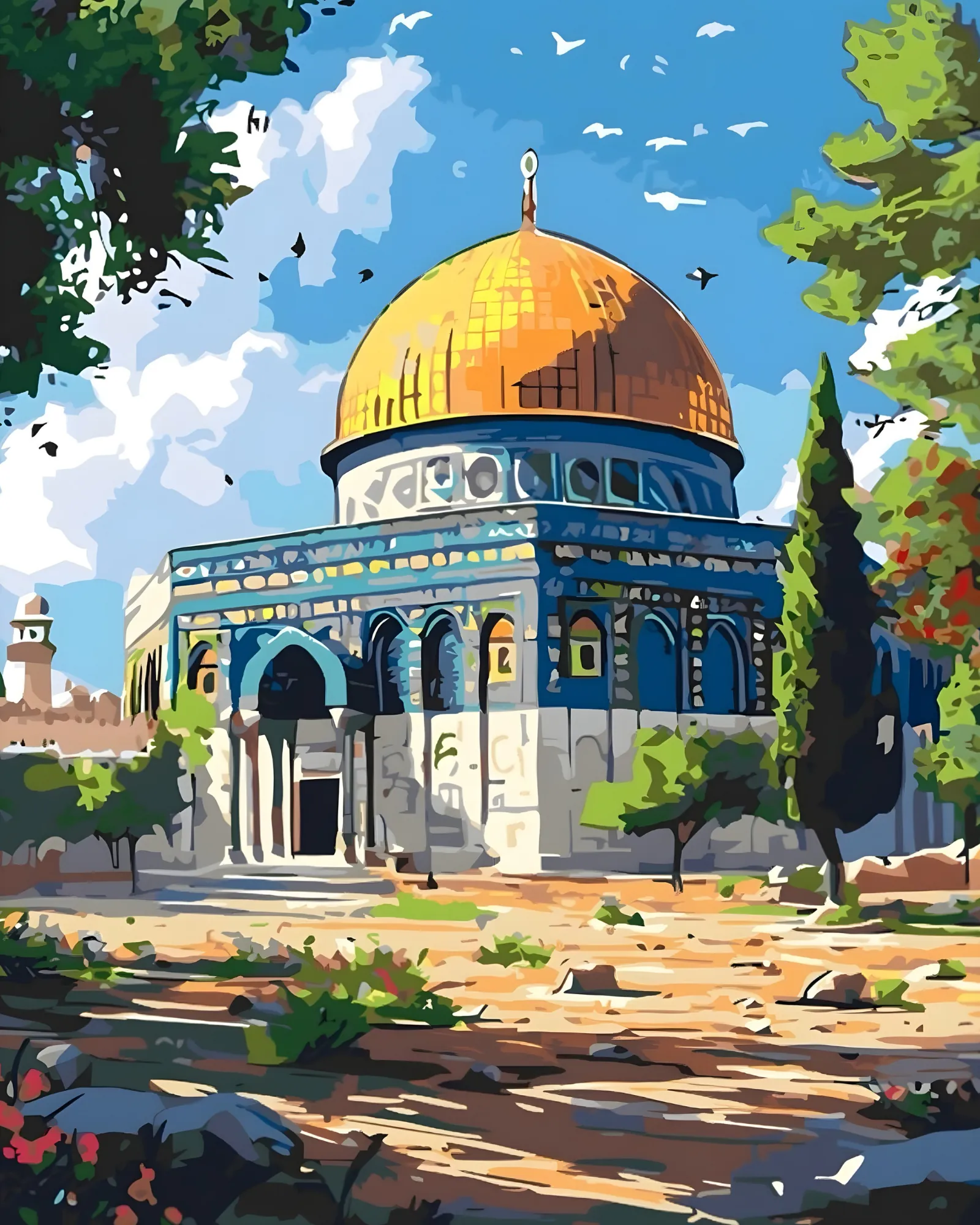 Sayılarla Boyama Seti Kasnağa Gerili İslami Eserler: Altın Kubbe