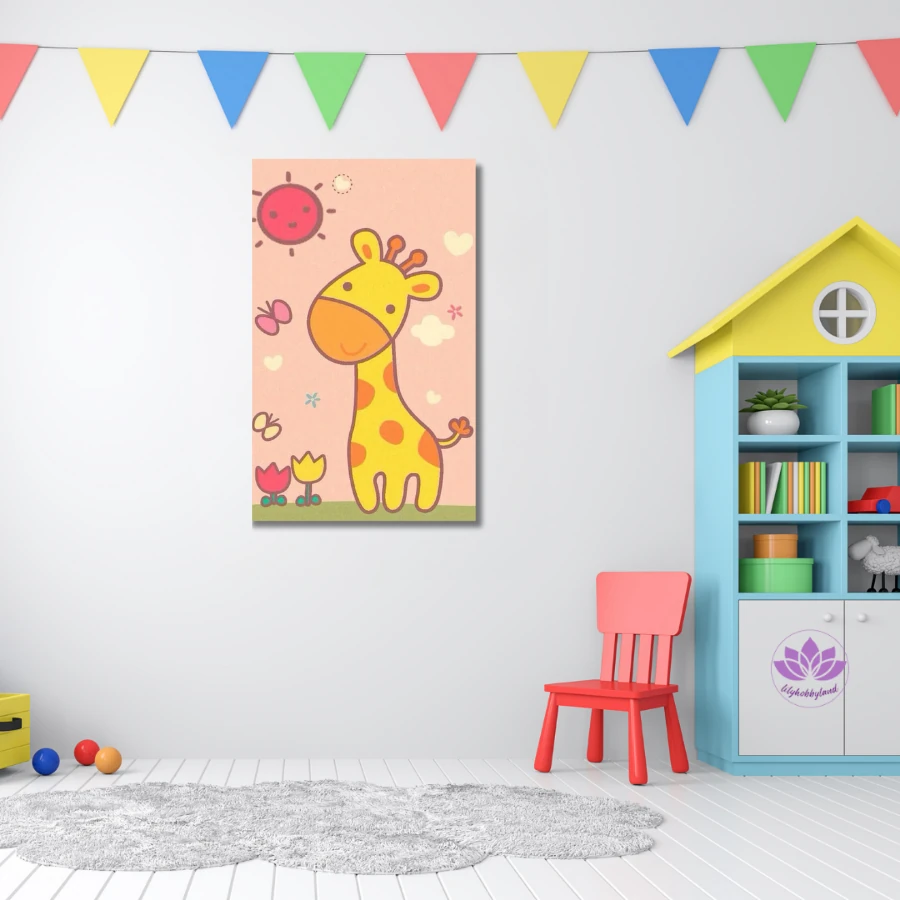 Çocuklar için Renkli Baskılı Sayılarla Boyama Hobi Seti: Şirin Zürafa