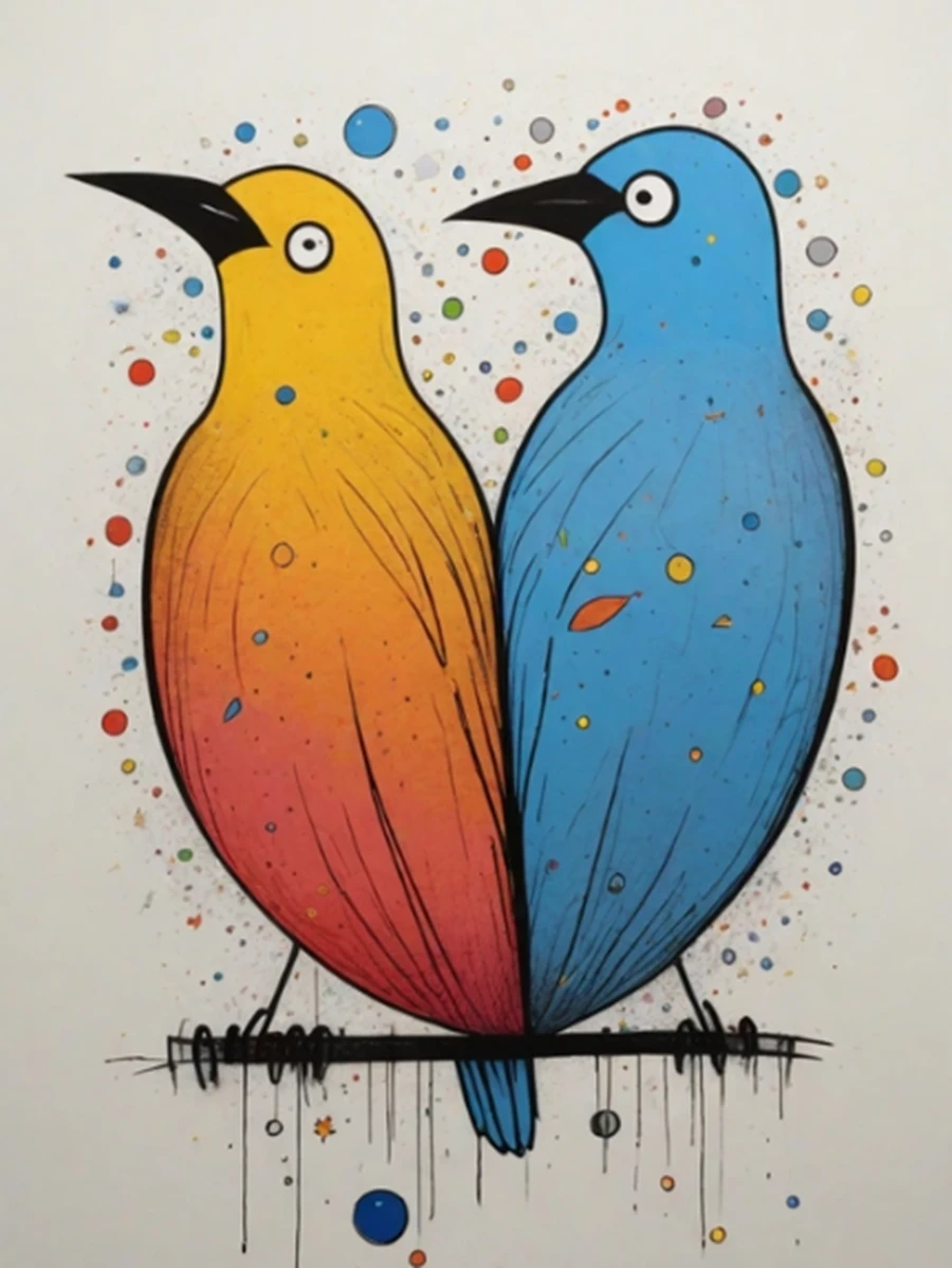 Çocuklar için Renkli Baskılı Sayılarla Boyama Hobi Seti: Şirin Kuşlar