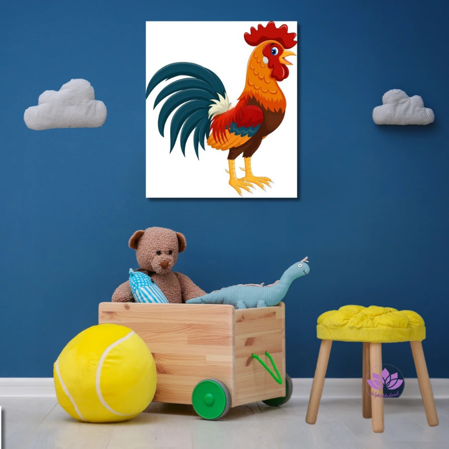 Çocuklar için Renkli Baskılı Sayılarla Boyama Hobi Seti: Renkli Horuz