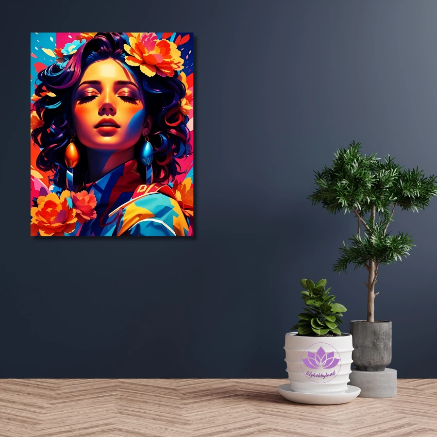 Baskılı Sayılarla Boyama Hobi Seti:  Çiçekli Kadın 2