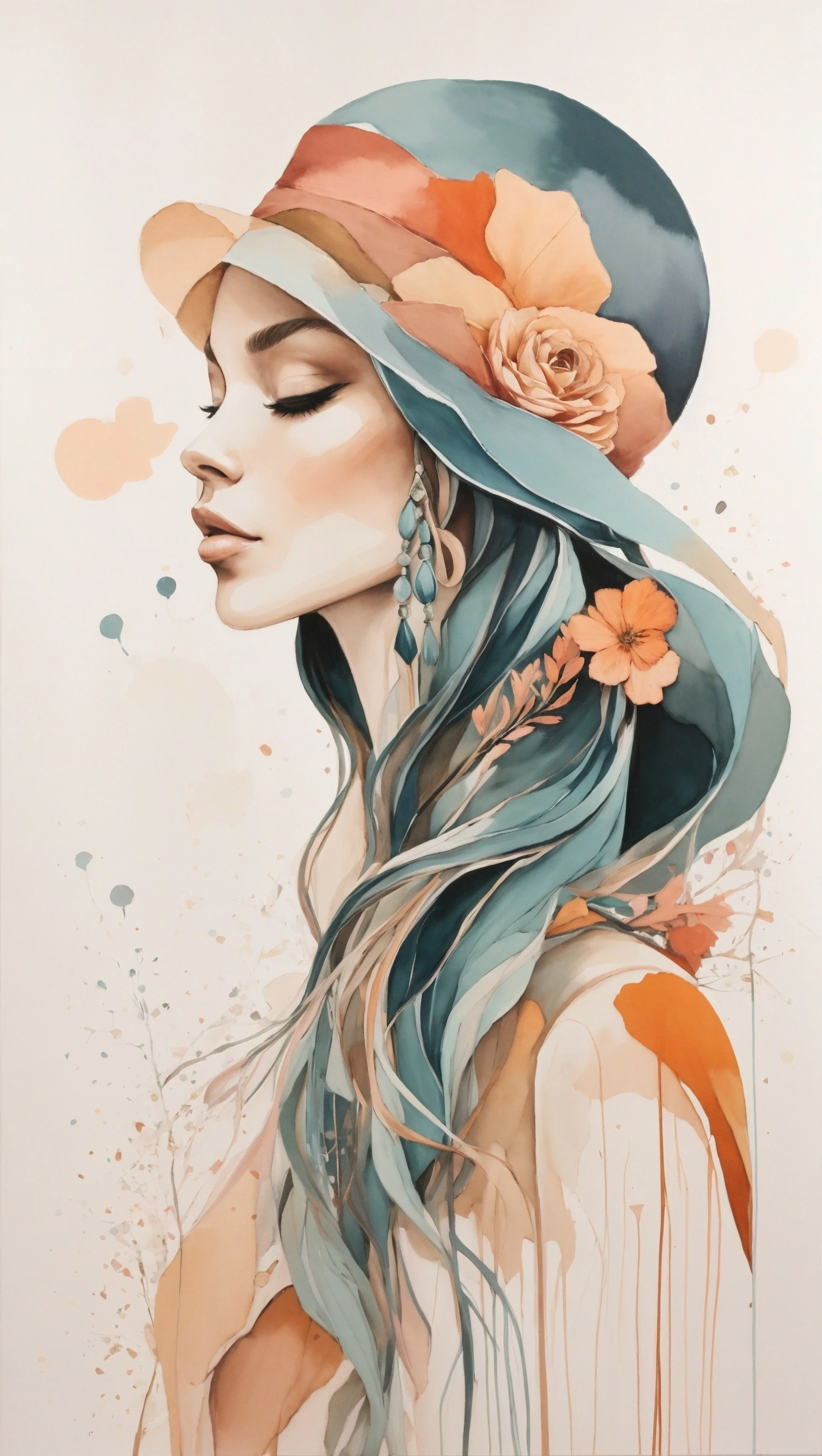 Renkli Baskılı Sayılarla Boyama Hobi Seti: Şapkalı Kadın