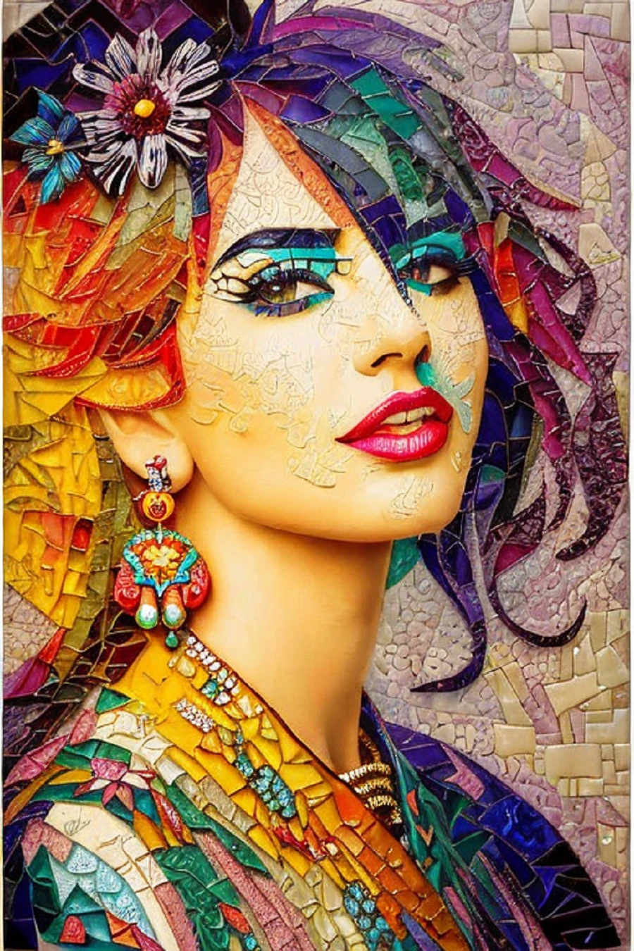 Sayılarla Boyama Hobi Seti Renkli Baskı:  Mozaik Kadın 2