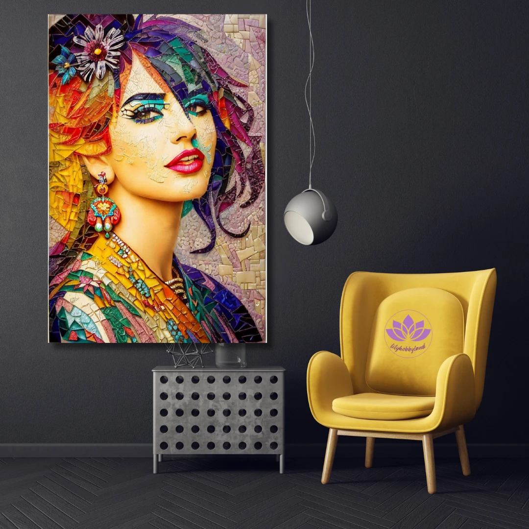 Sayılarla Boyama Hobi Seti Renkli Baskı:  Mozaik Kadın 2