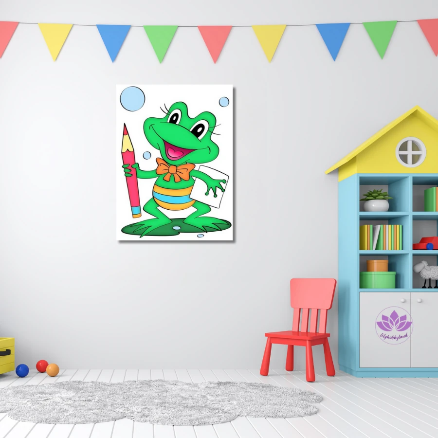 Çocuklar için Renkli Baskılı Sayılarla Boyama Hobi Seti: Yazar Kurbağa