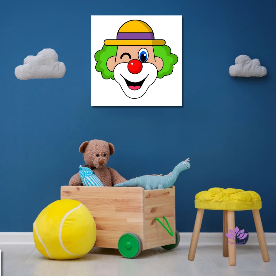 Çocuklar için Renkli Baskılı Sayılarla Boyama Hobi Seti (20x20 cm): Neşeli Palyaço 2