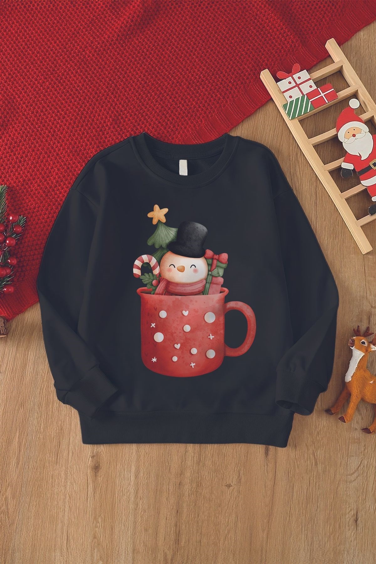 Christmas Vazodaki Kardan Adam Baskılı Çocuk Sweatshirt 23185