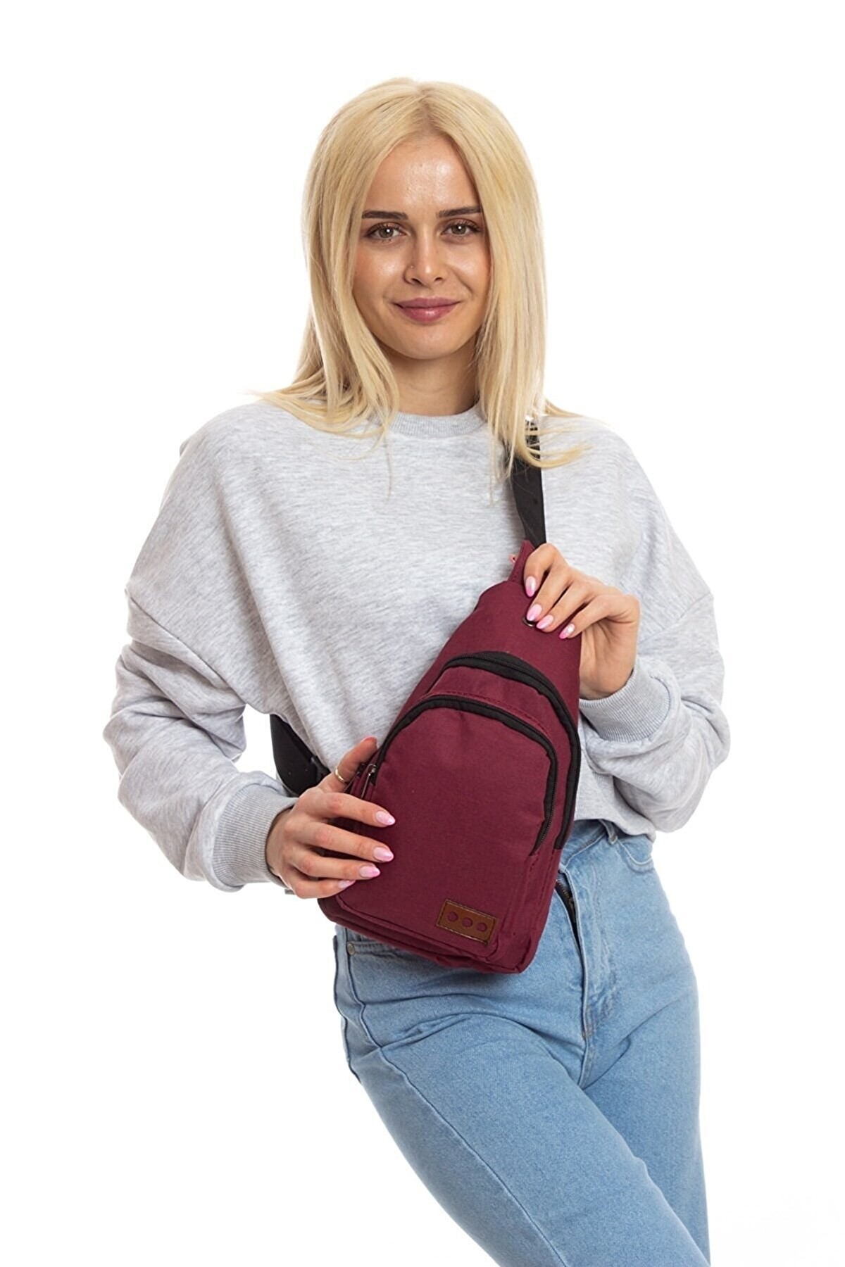 Kulaklık Girişli İki Bölmeli Çapraz Tarz Unisex Omuz Çantası