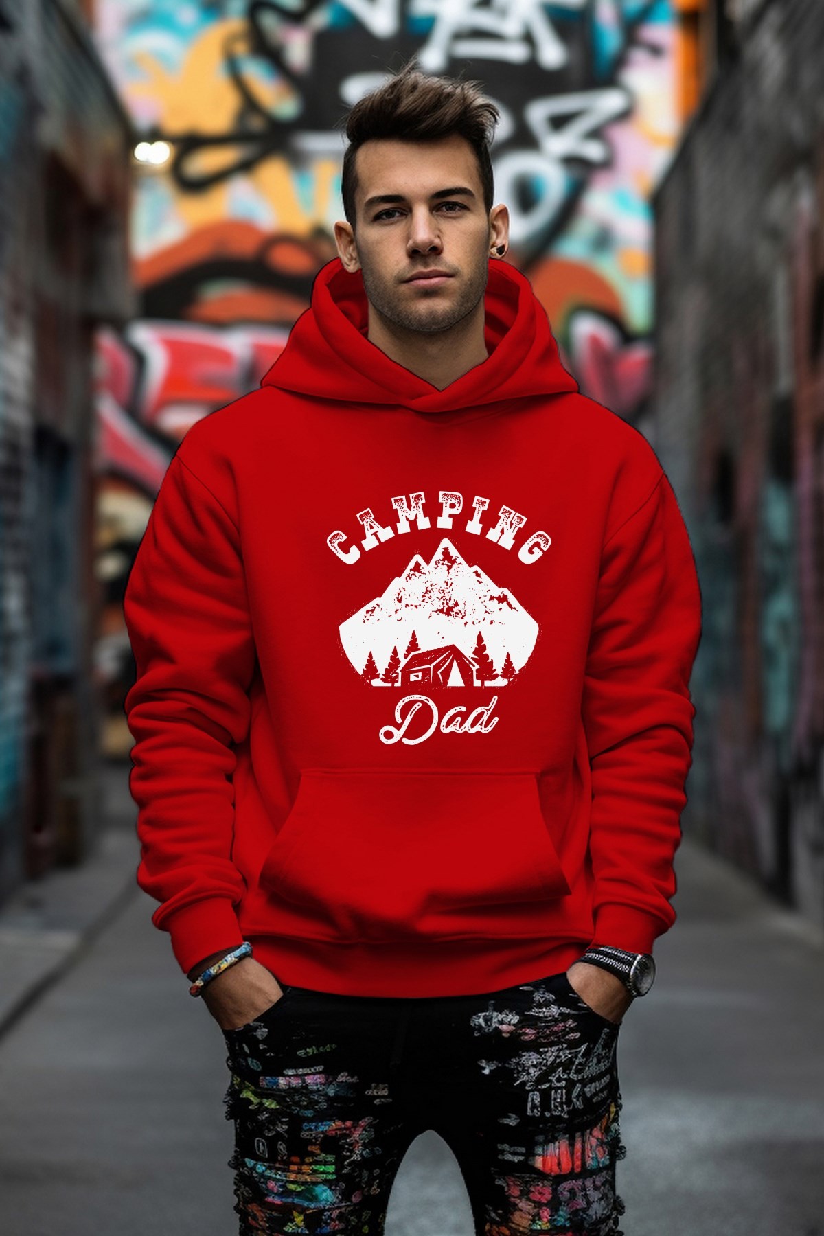 Camping Dad Tarz Rahat Kesim Oversize Sweatshirt