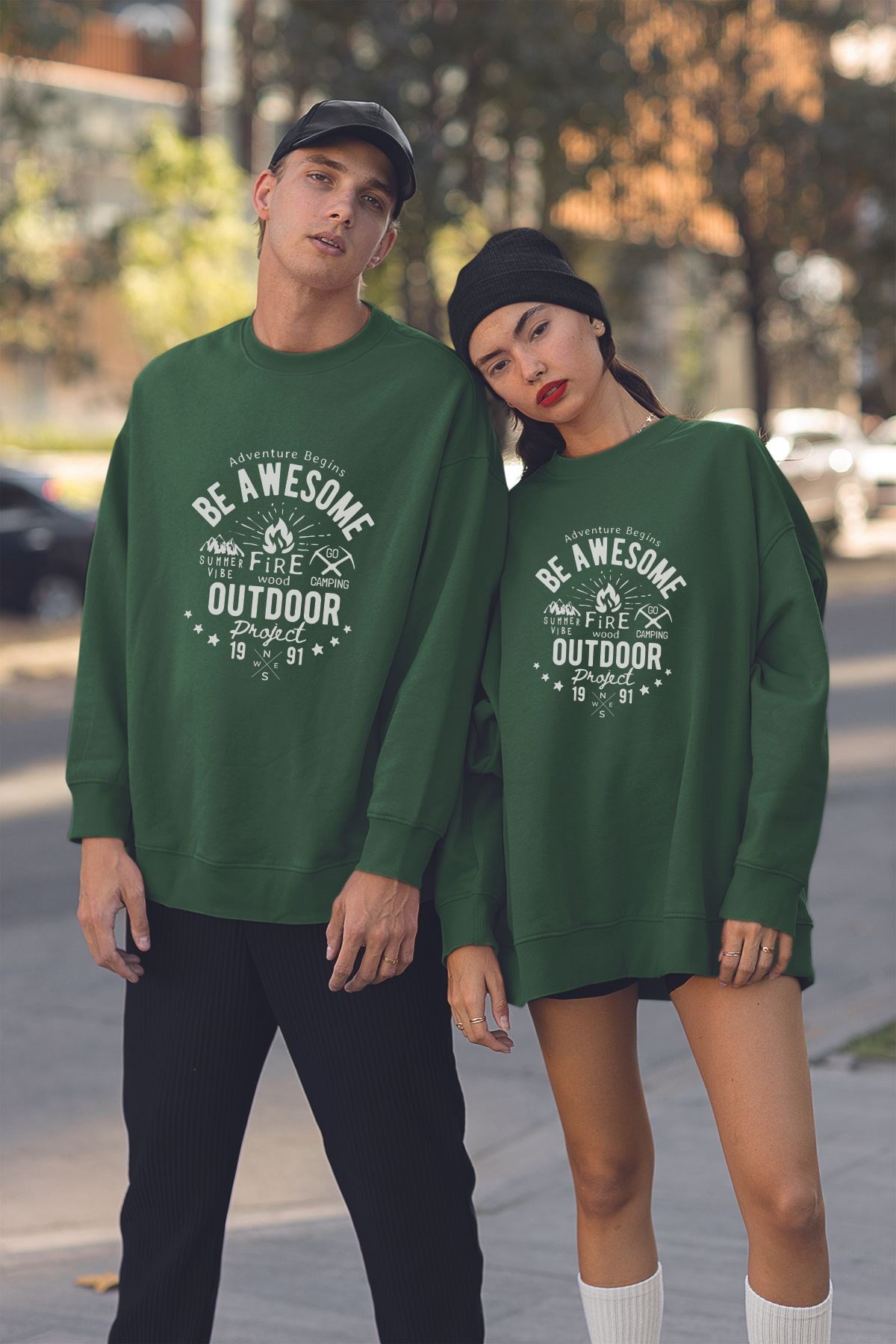 Unısex Tarz Baskılı Oversize Sweatshirt 19305