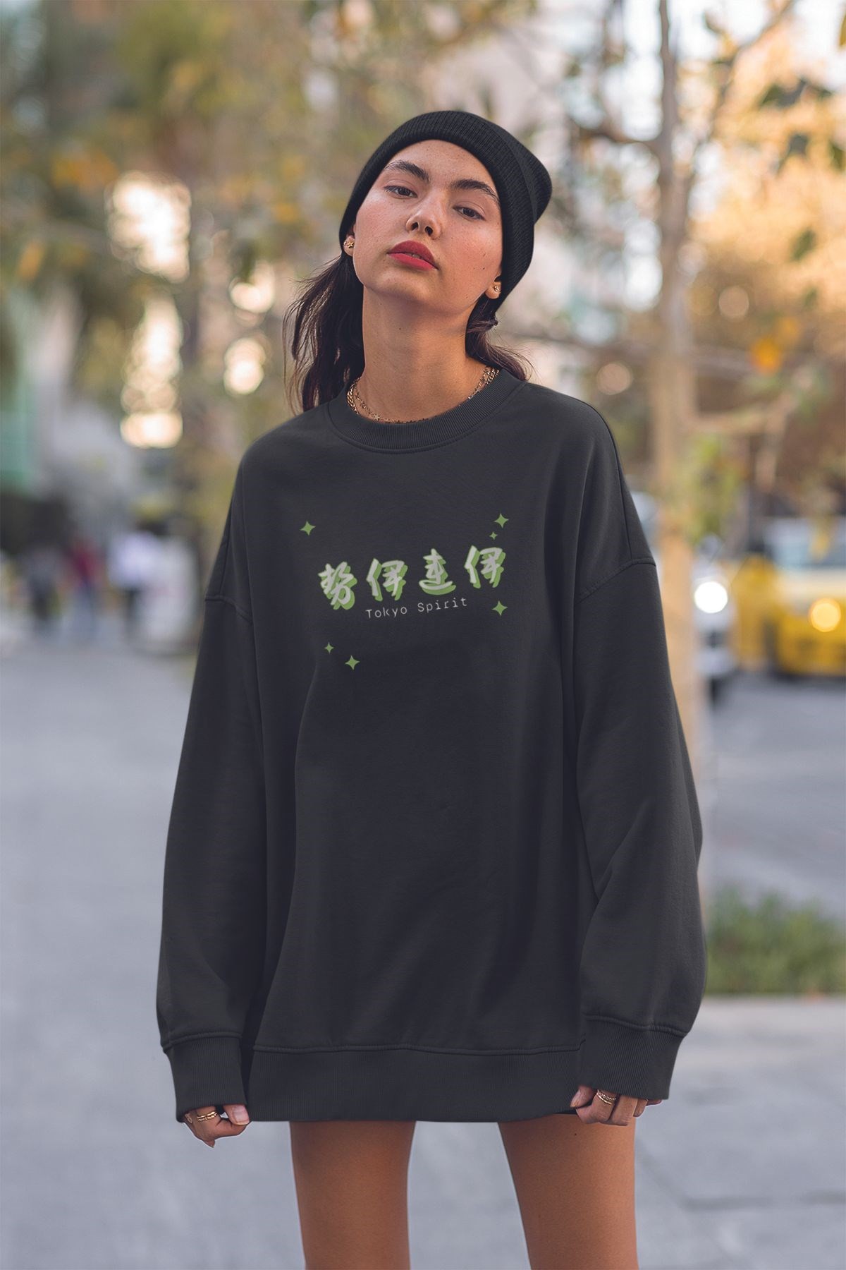 Unisex Tokyo Sprit Baskılı Oversize Sweatshirt 22775