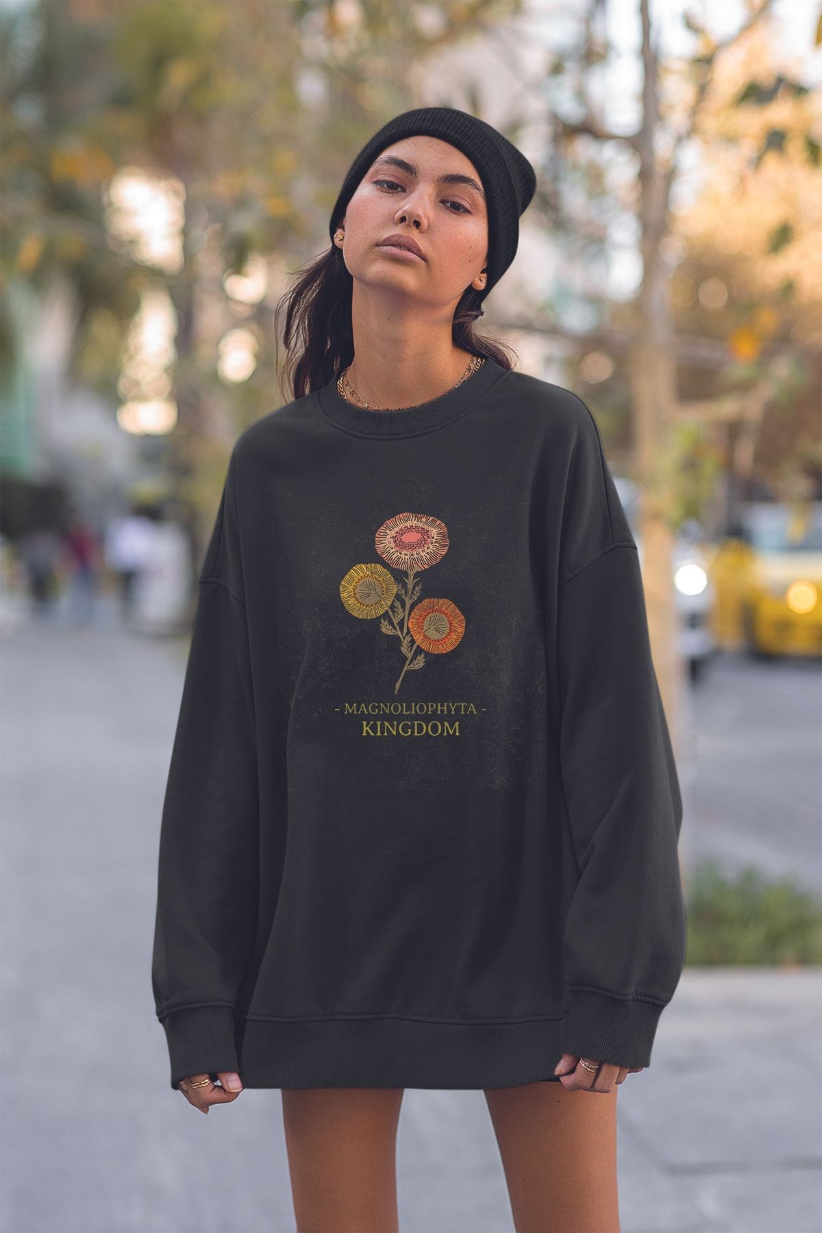 Yeni Sezon Magnolıophyta Kingdom Baskılı Oversize Sweatshirt 23041