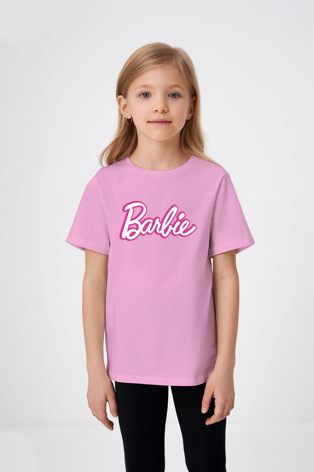 Barbie imza Baskılı Kız Çocuk Tişört