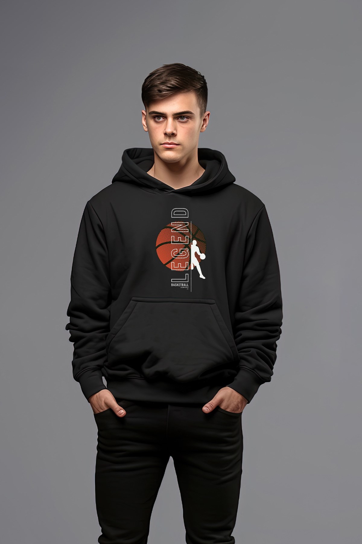 Legend Basketball Tarz Kapşonlu Erkek Sweatshirt