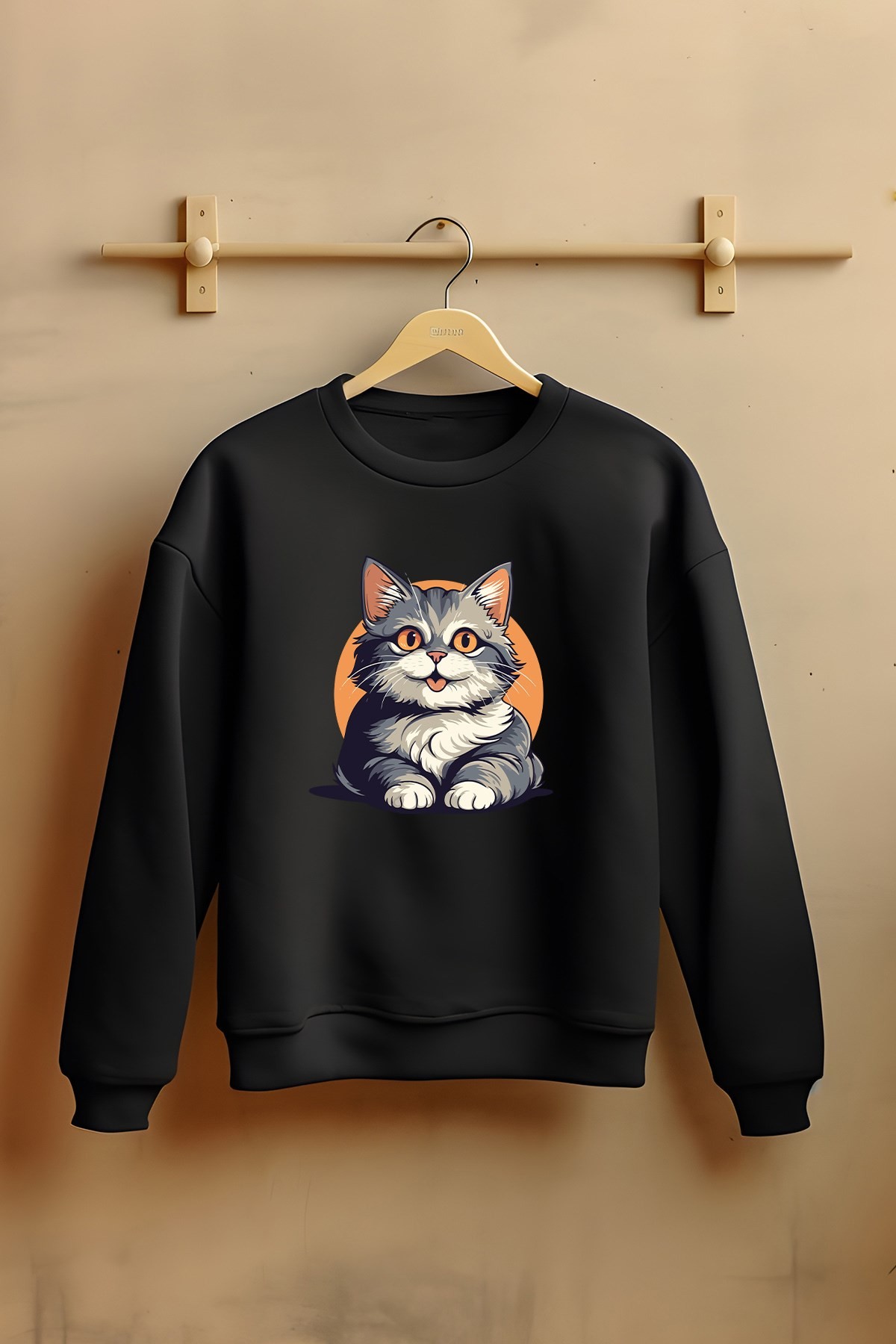 Unısex Dijital Baskılı Tommy Cat Sweatshirt