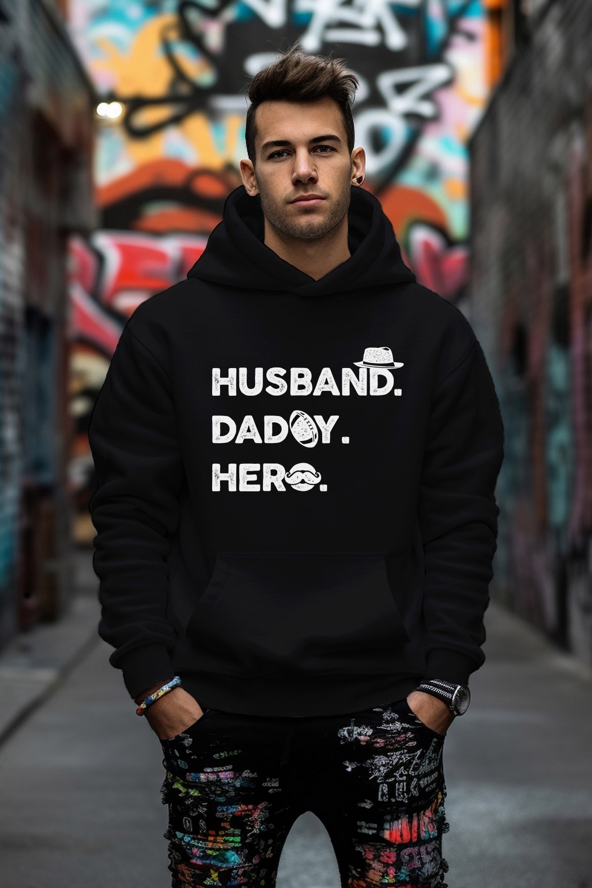 Husband Dadoy Hero Tarz Rahat Kesim Oversize Sweatshirt