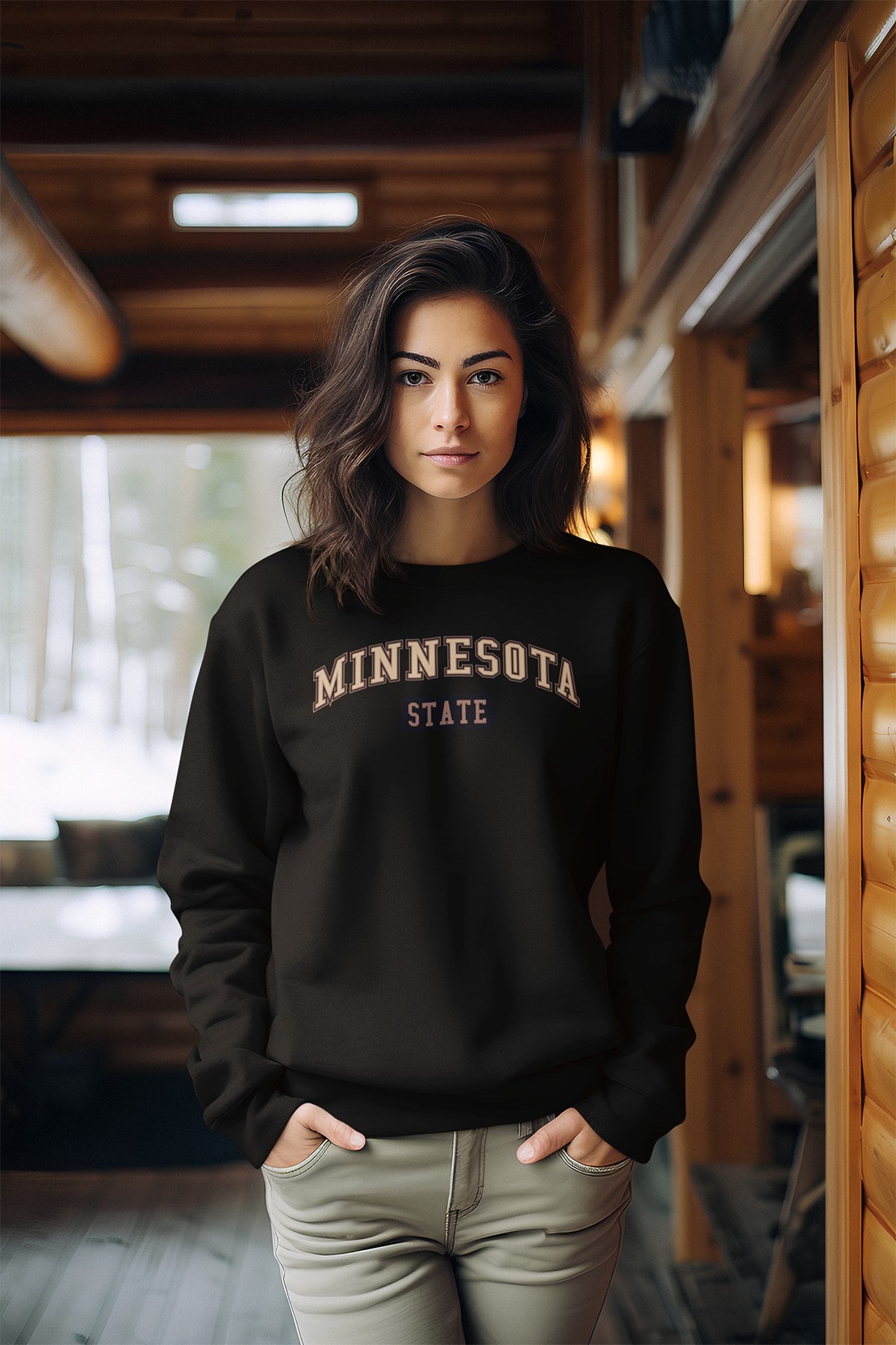 Minnesota Gold Tarz Baskılı Kadın Bisiklet Yaka Sweatshirt