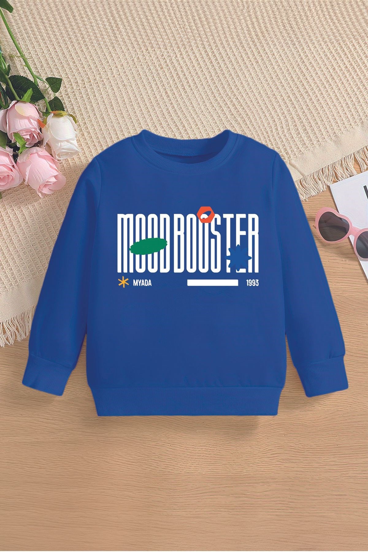 İçi Polarlı Moodbooster 1993 Baskılı Oversize Kapüşonlu Çocuk Sweatshirt 15640