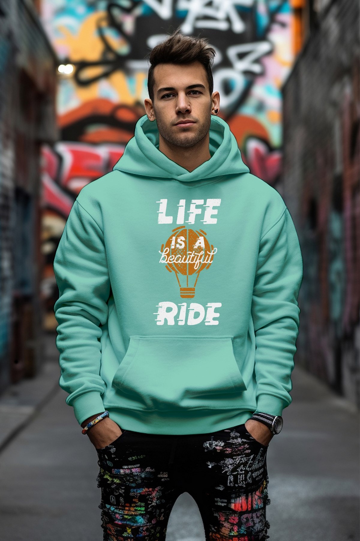 Life Is A Beautıful Ride Tarz Rahat Kesim Oversize Sweatshirt