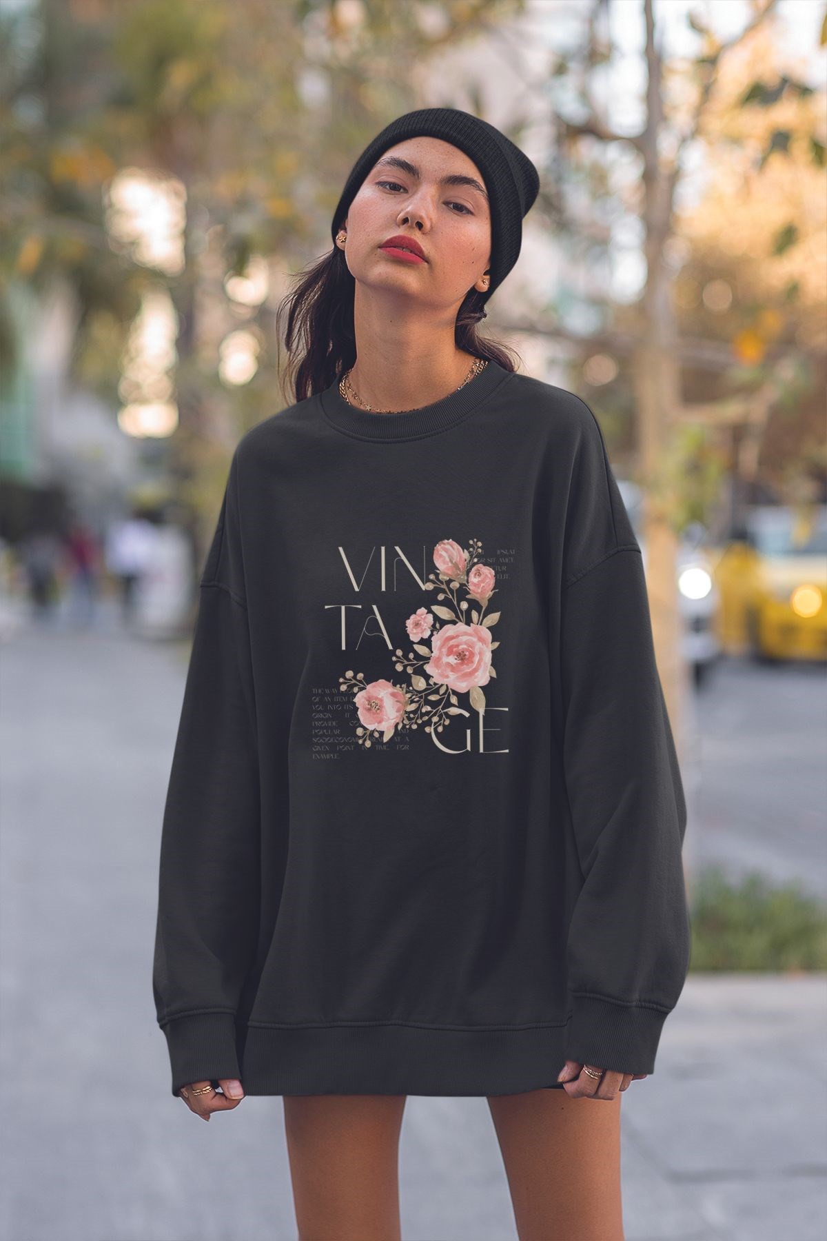 Genç Kadın Özel Tasarım Baskılı Oversize Sweatshirt 22696