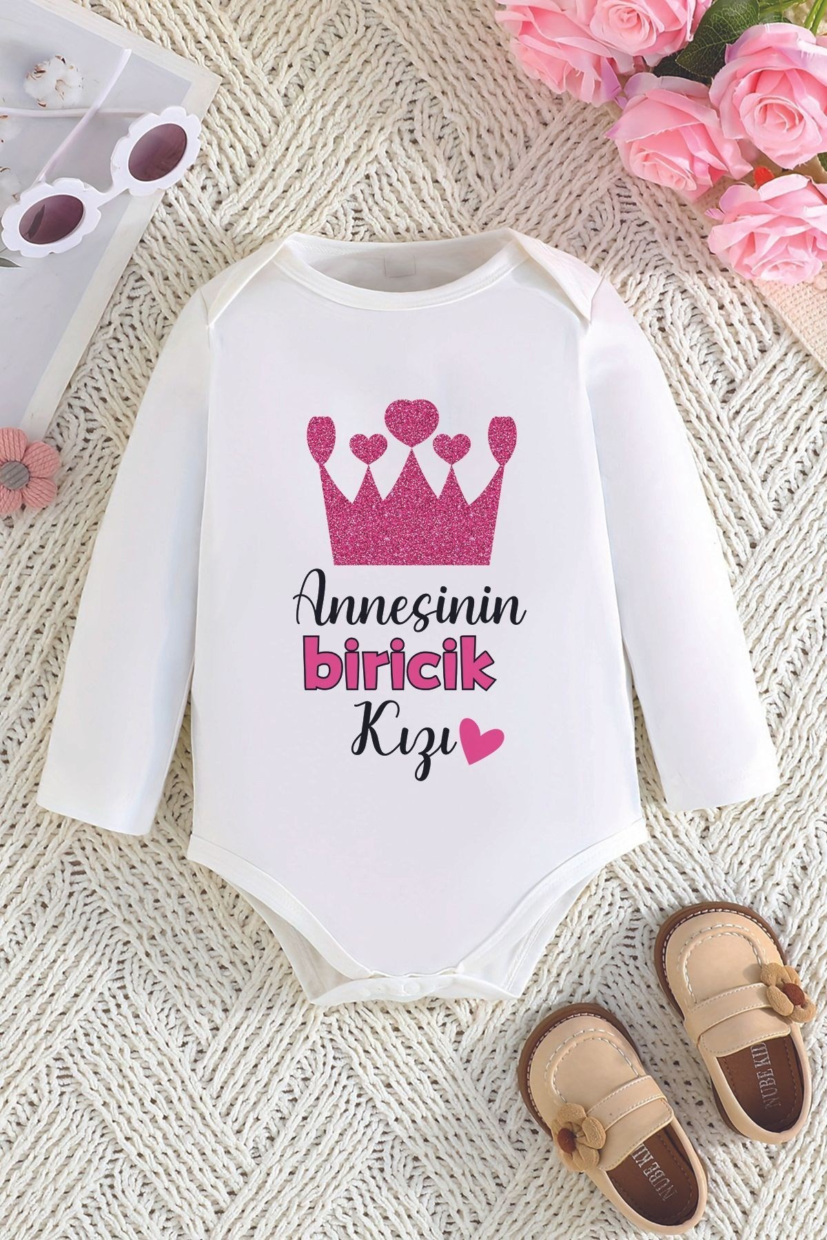 Kız Bebek Annesinin Biricik Kızı Baskılı Pamuklu Çıtçıtlı Body 22631