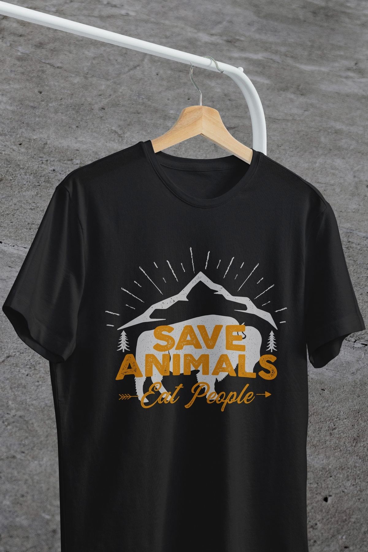 Save Animals Eat People Yazılı Baskılı Oversize Tişört