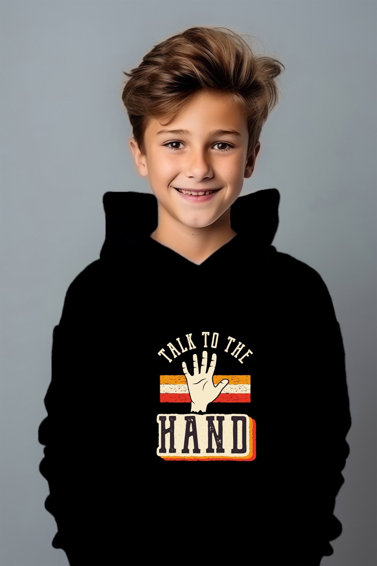 Özel Tasarım Talk To The Hand Baskılı Rahat Kesim Oversize Sweatshirt